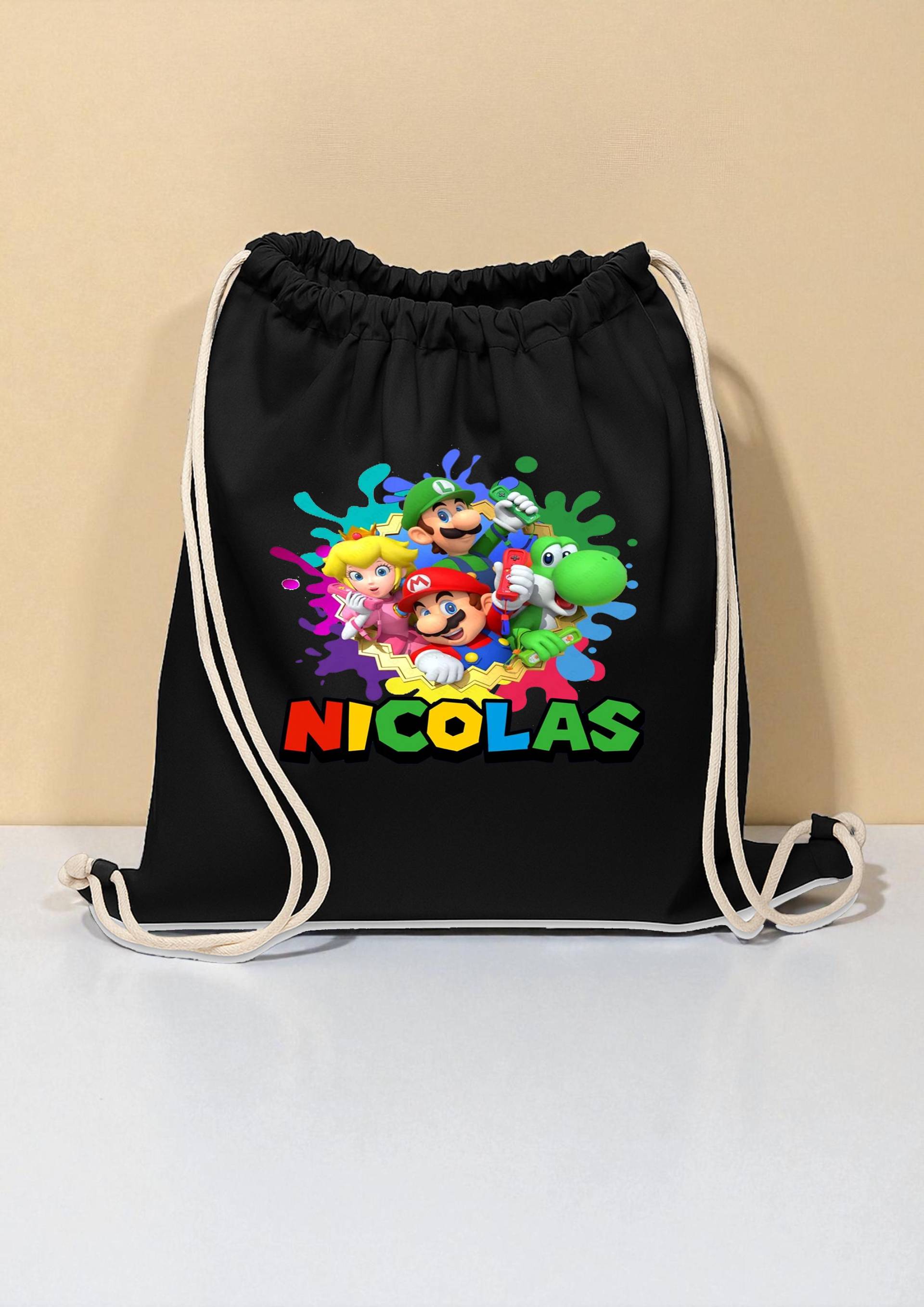 Personalisierte Mario Sporttasche, Turnbeutel Mit Individuellem Namen Oder Text von InkVibesStore