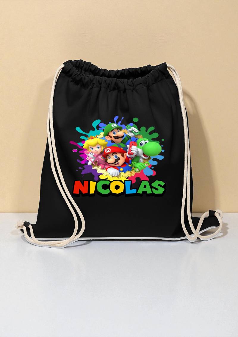 Personalisierte Mario Sporttasche, Turnbeutel Mit Individuellem Namen Oder Text von InkVibesStore