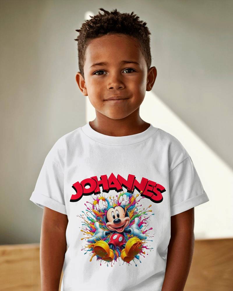 Personalisiertes, Farbenfrohes 3D-Splash-Mickey-T-Shirt Mit Individuellem Namen Für Kinder Und Jugendliche. Kostenlose Lieferung von InkVibesStore