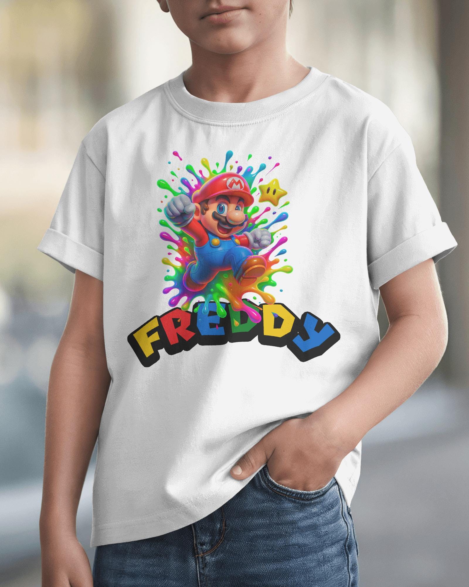 Personalisiertes Mario T-Shirt Mit Namen Für Kinder von InkVibesStore