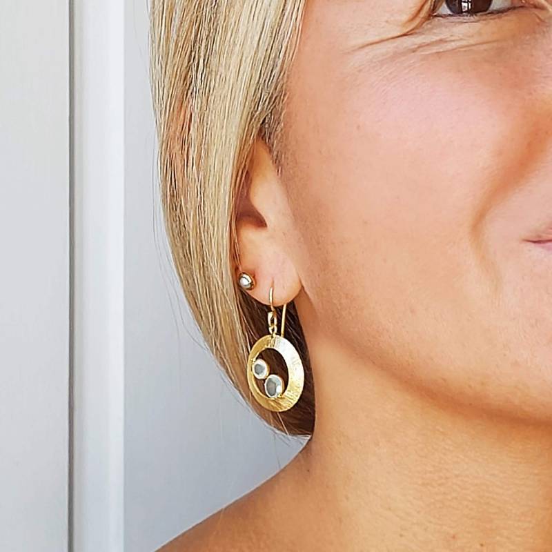 Aqua Chalcedon Ohrringe | Sterling Silber Oder Gold Vermeil Kreis Design Handgemachte Edelstein Geschenk Für Sie Tropfen Form von InkaCreationsStore