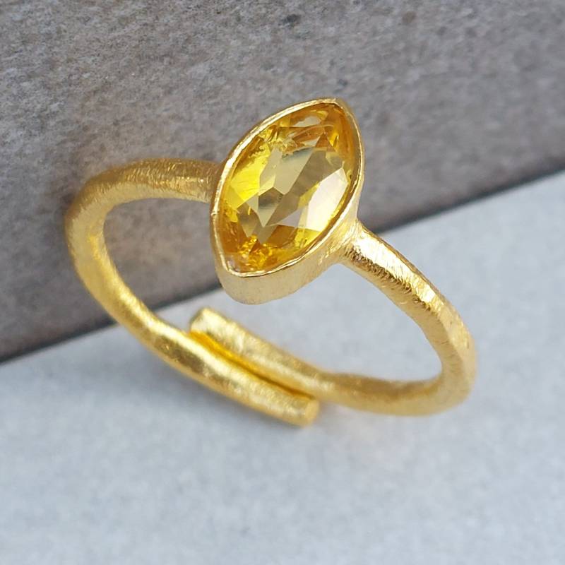 Citrin Ring | Ovale Marquiseform Mit Gelbem Stein November Geburtsstein Silber-Option Verstellbare Größen Us 4-10 Geschenk Für Sie von InkaCreationsStore