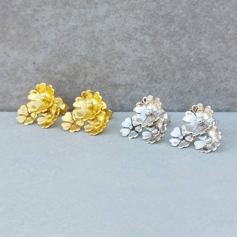 Ohrstecker. Vergoldete Ohrringe. Ohrringe Für Frau. Blumen Silber Geschenk Sie. Frauen Schmuck. Tochter. Muttertag von InkaCreationsStore