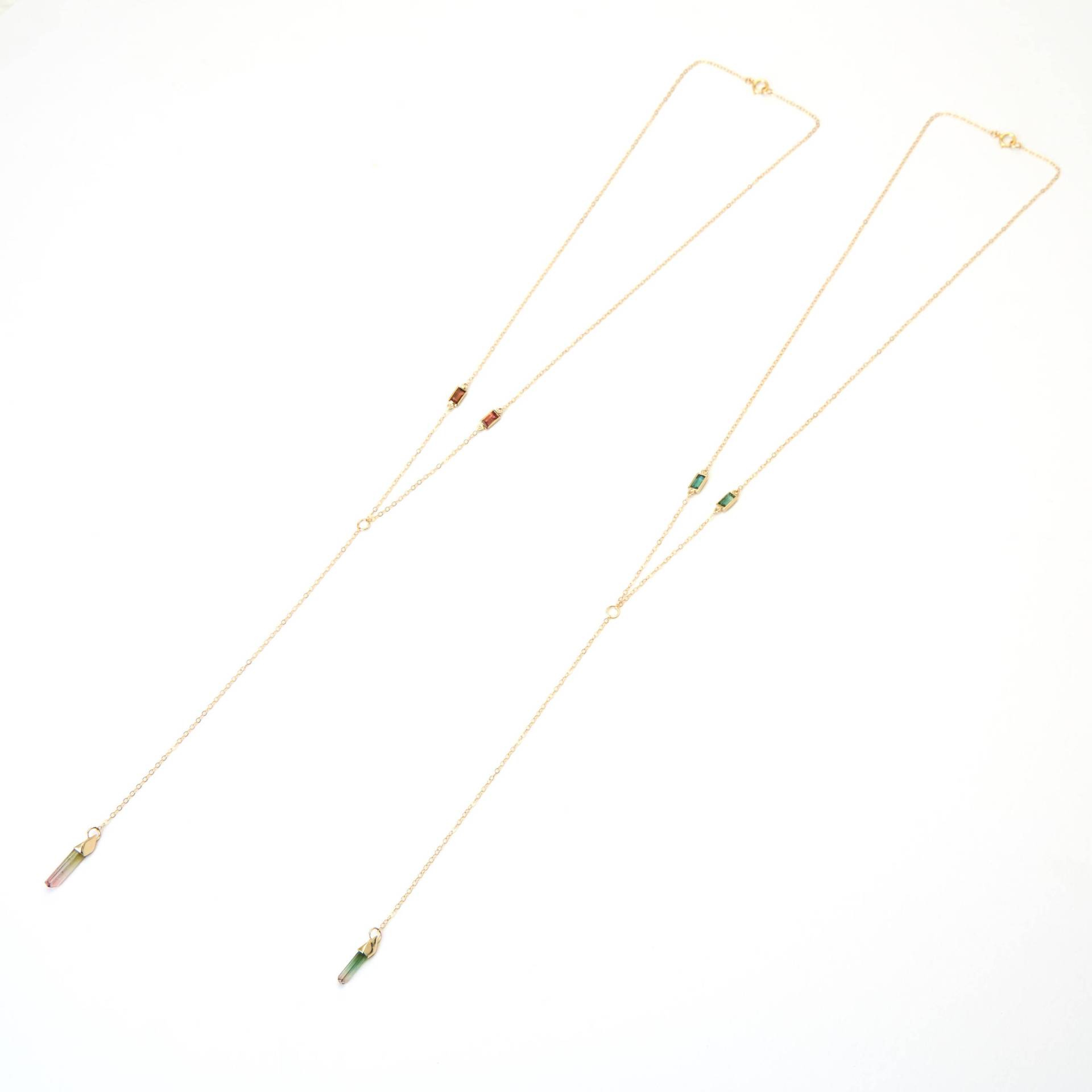Lariat Gold Halskette Mit Kristall, Wassermelonen Turmalin Halskette, Edelstein Y-Halskette Für Frauen, Zierliche Lariat Gold Halskette Mit Kristall, Wassermelonen Turmalin Halskette, Edelstein Y-Halskette Für Frauen, Zierliche von InkaGioielli