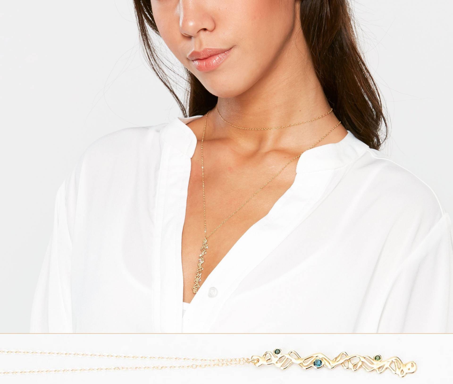 Zierliche Welle Anhänger, Zarte Gold Halskette, Bar Turmalin Zierliche Spike, 14 K Fill Anhänger Zierliche Welle Anhänger, Zarte Gold Halskette, Bar Turmalin Zierliche Spike, 14 K Fill Anhänger von InkaGioielli
