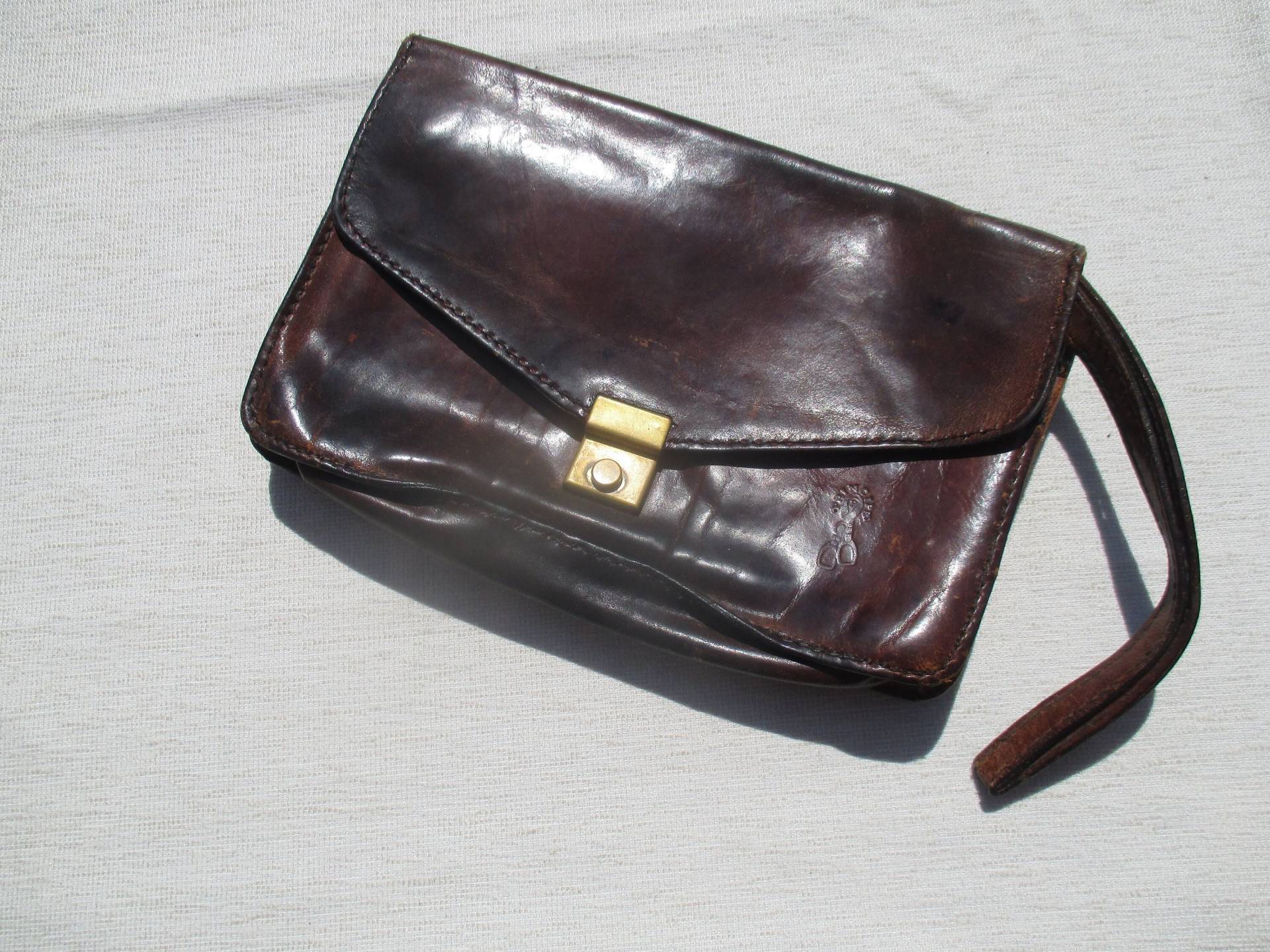 60Er Herren Leder Geldbeutel Oder Große Geldbörse Von Principe, Unisex Tasche, Schöne Patina, 25 cm von InkaTinker