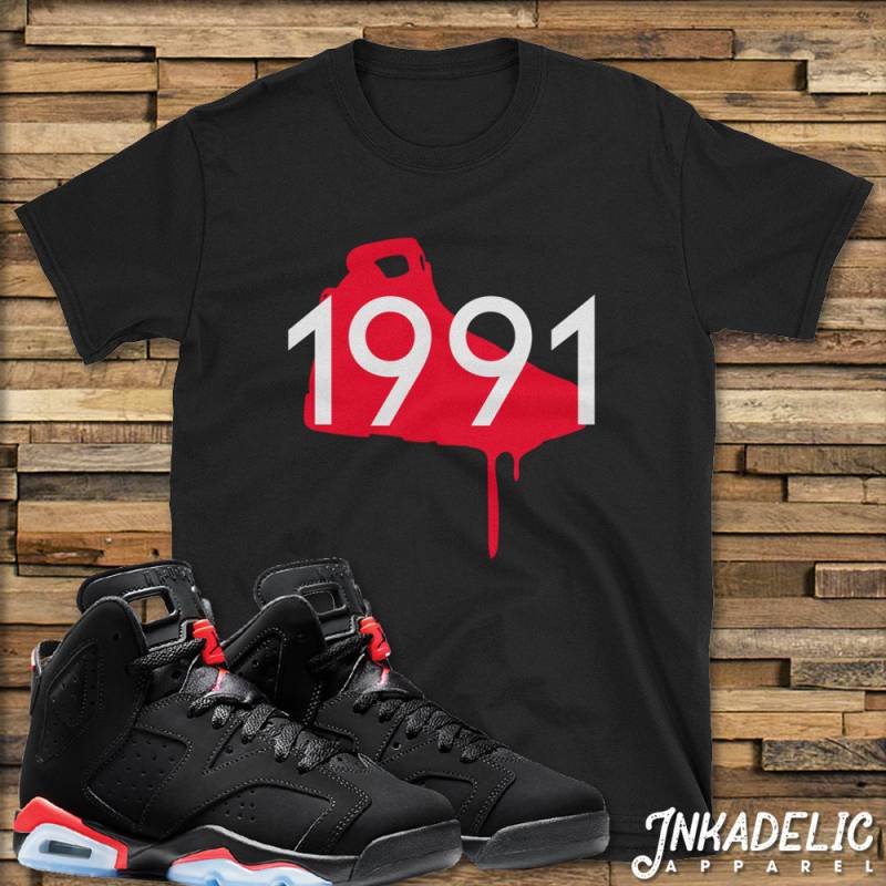 1991 T-Shirt with Jordan Vi 6 Infrareds // Fans Of Chicago Bulls Michael 23 & Retro Kicks Sneakers Nike Air 1991 T-Shirt with Jordan Vi 6 Infrareds // Fans Of Chicago Bulls Michael 23 & Retro Kicks Sneakers Nike Air von InkadelicApparel
