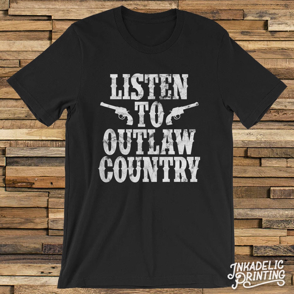 Hören Sie Outlaw Country Kurzarm-Unisex-T-Shirt Echte Country-Musik-Shirt Für Rebellen, Südliche Kultur, Cowboy-T-stück, Waylon Willie Cash Hören Sie Outlaw Country Kurzarm-Unisex-T-Shirt Echte Country-Musik-Shirt Für Rebellen, Südliche Kultur, Cowboy-T-stück, Waylon Willie Cash von InkadelicApparel