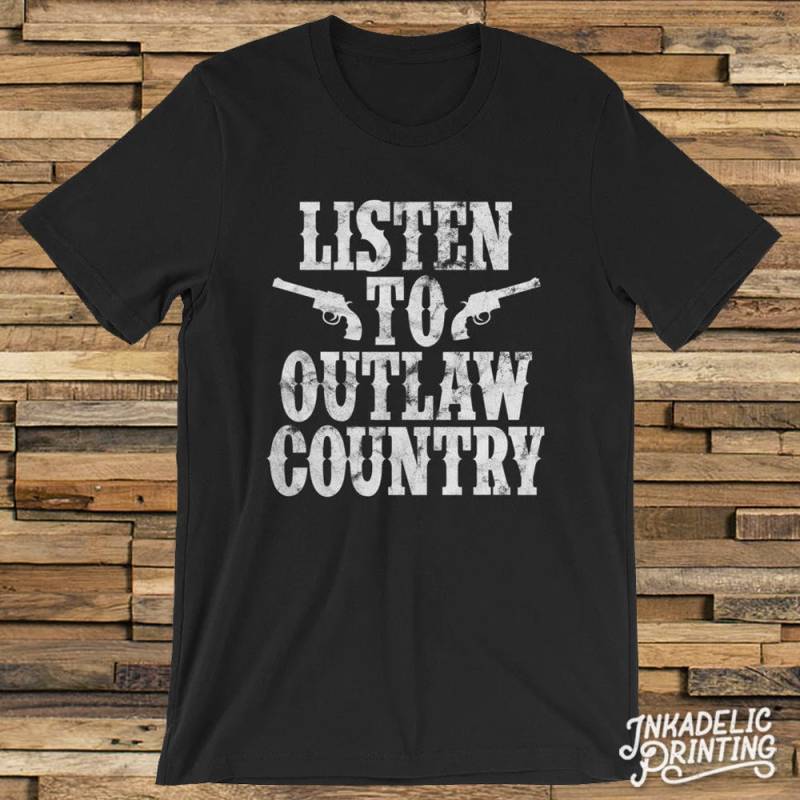 Hören Sie Outlaw Country Kurzarm-Unisex-T-Shirt Echte Country-Musik-Shirt Für Rebellen, Südliche Kultur, Cowboy-T-stück, Waylon Willie Cash von InkadelicApparel