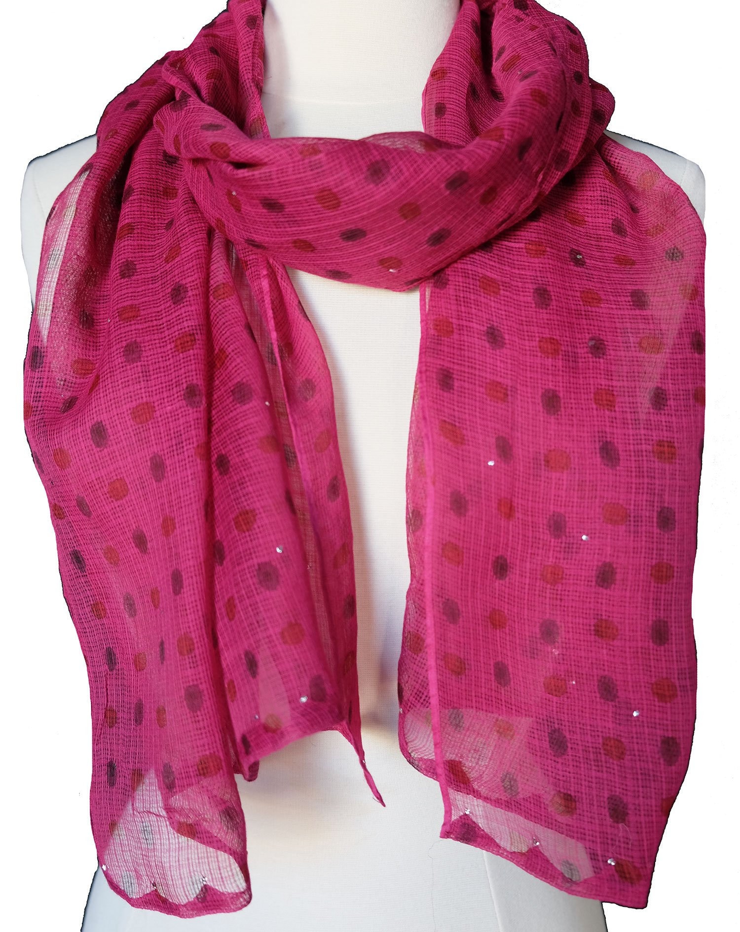 Hand-Block Gedruckt Schal - Pink Spot 22 "x 72" Baumwolle/Seide Hand-Block Gedruckt Schal - Pink Spot 22 "x 72" Baumwolle/Seide von Inkandblock