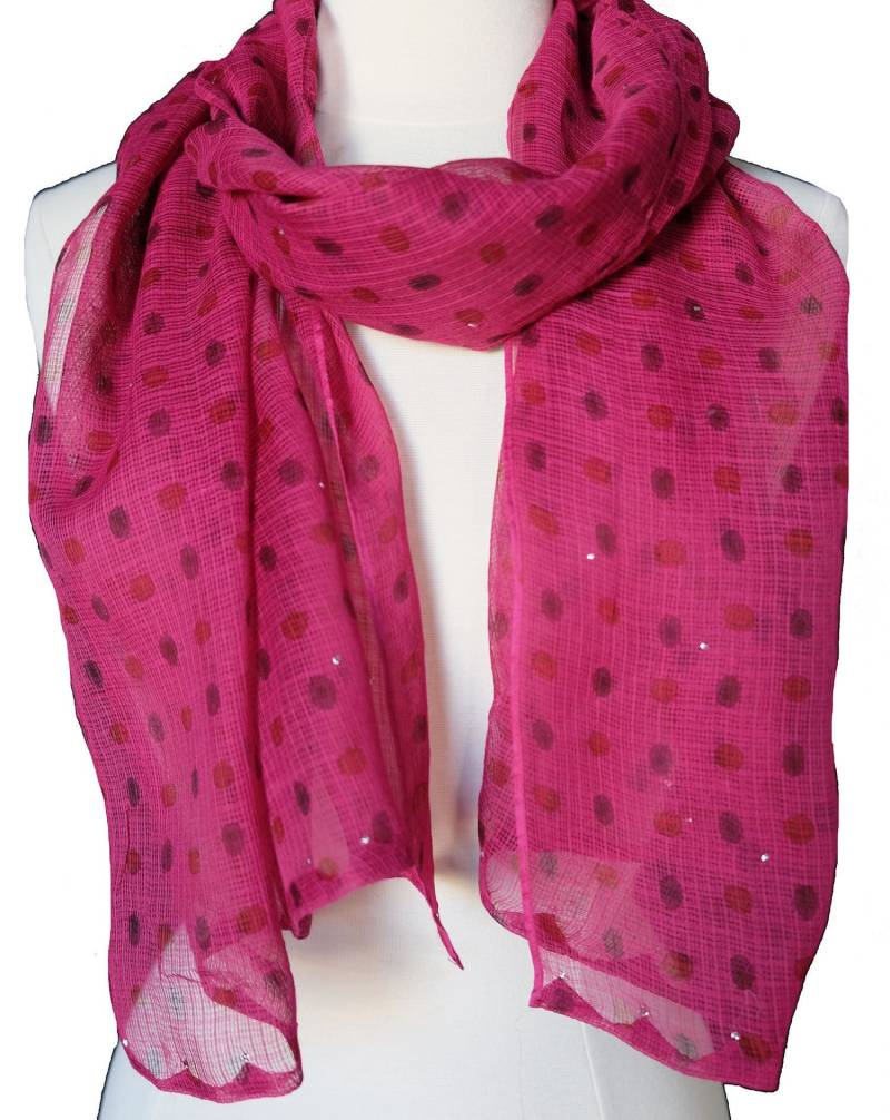 Hand-Block Gedruckt Schal - Pink Spot 22 "x 72" Baumwolle/Seide Hand-Block Gedruckt Schal - Pink Spot 22 "x 72" Baumwolle/Seide von Inkandblock