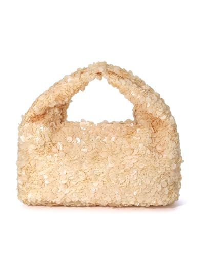 Inkfew Damen Abendtasche Dumpling Clutch Geldbörse Ohne Riemen Handtaschen Elegant Kunstleder Clutch Hobo Bag, Champagner von Inkfew