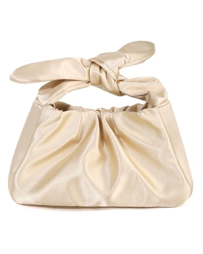 Inkfew Damen Satin Abendtasche Clutch Geldbörse Dumpling Handtasche für Frauen Hochzeit für formelle Cocktailparty, X-Champagner von Inkfew
