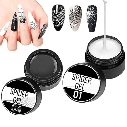 3D Spider Gelnägel for Nail Art Elastic Painted Nail Polish for Pulling Drawing Line Nail Decoration Black White Spider Nail Art Polish Apply With Chrome Powder for Line Soak off UV LED Gel Polish von Inkjoy