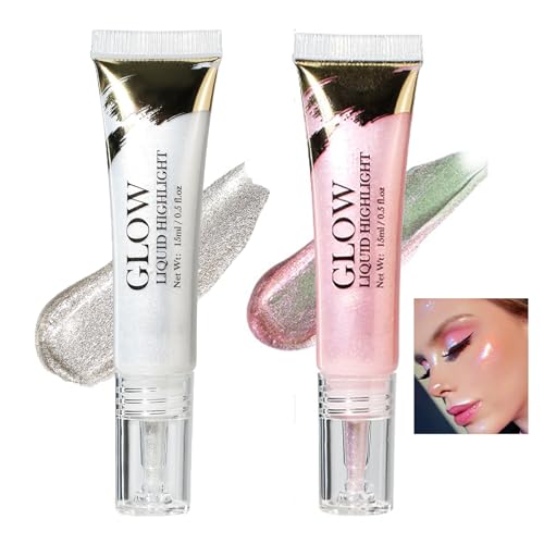 Liquid Glitzer Lidschatten Highlighter Makeup Set,Long Lasting Sparkling Glitter Lidschattenstift Face Body Eyeshadow Stick,Lightweight Quick Drying Blendable Eye Shadow Make Up Kits(2PCS) von Inkjoy