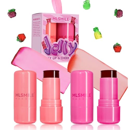 Moisturizing Jelly Tint blush Stick,Vivid Color Cooling Water Jelly Tint,Multi-Use Sheer Lip & Cheek Stain Stick,Lightweight Matte Finish Buildable Waterproof Milk Jelly Blush(2pcs) von Inkjoy