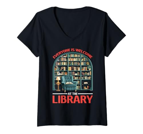 Damen Everyone Is Welcome At The Library Leserbibliothekare T-Shirt mit V-Ausschnitt Damen Everyone Is Welcome At The Library Leserbibliothekare T-Shirt mit V-Ausschnitt von Inklusive Bibliothekare buchen Community