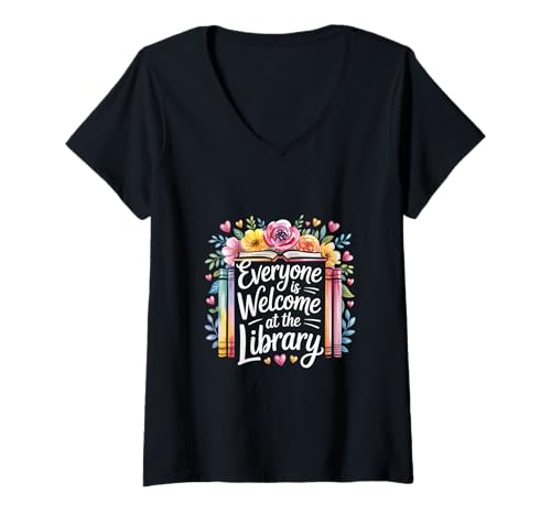 Damen Everyone Is Welcome At The Library Leserbibliothekare |-- T-Shirt mit V-Ausschnitt Damen Everyone Is Welcome At The Library Leserbibliothekare |-- T-Shirt mit V-Ausschnitt von Inklusive Bibliothekare buchen Community