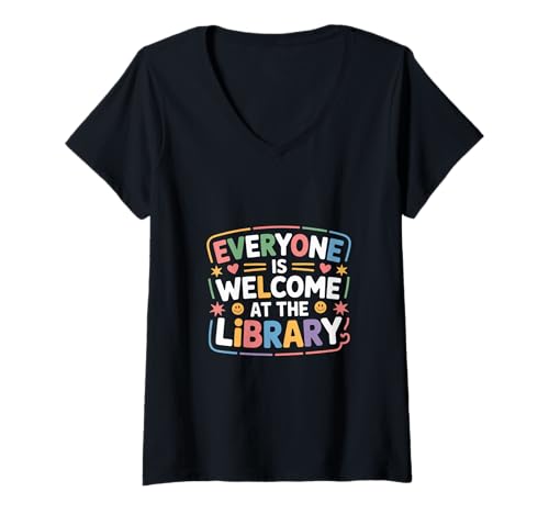 Damen Everyone is Welcome at The Library Reader Librarians - T-Shirt mit V-Ausschnitt Damen Everyone is Welcome at The Library Reader Librarians - T-Shirt mit V-Ausschnitt von Inklusive Bibliothekare buchen Community
