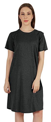Inkmeso Solid Casual Summer T-Shirt Kleid Fur Damen Lose Fit Kurzarm Tunika Schlafkleid von Inkmeso