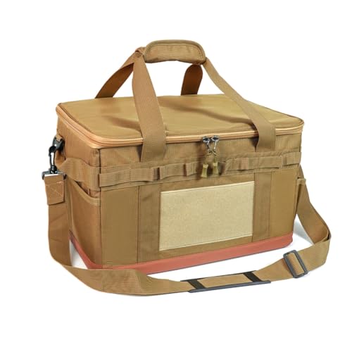Inkoby 30L Kochutensilien-Organizer mit Mehreren Fächern für Camping-Aufbewahrungstasche, Camping-Utility-Tasche für Picknick in Khaki von Inkoby
