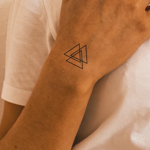 Inkster Tattoo - Drei Dreiecke | vegane & wasserfeste Temporäre Tattoos für Erwachsene - EU-Kosmetikzertifizierte Farbe - revolutionäres 2 Wochen Tattoo | Premium Klebetattoos & Fake Tattoo von Inkster