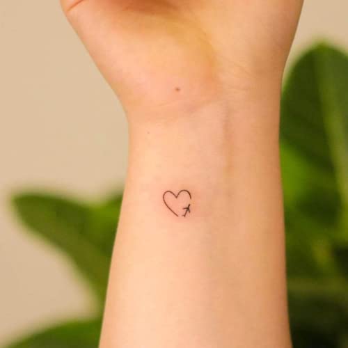 Inkster Tattoo - Herz mit Flugzeug | vegane & wasserfeste Temporäre Tattoos für Erwachsene - EU-Kosmetikzertifizierte Farbe - revolutionäres 2 Wochen Tattoo | Premium Klebetattoos & Fake Tattoo von Inkster