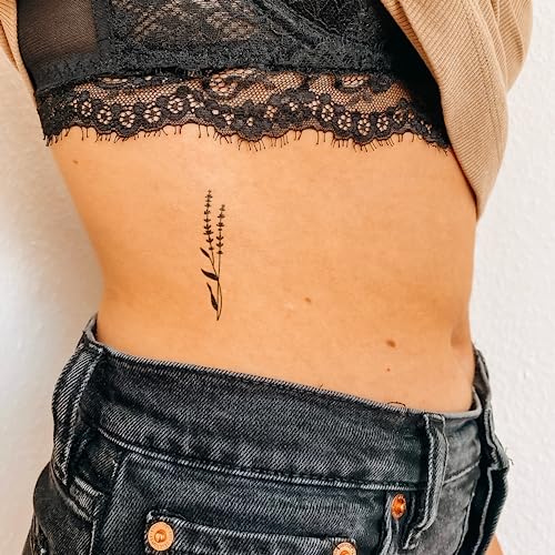 Inkster Tattoo - Lavendelblüten Tattoo | Temporäres Tattoo mit EU-Kosmetikzertifizierung | wasserfest + vegan | revolutionäres 2-Wochen-Tattoo | Fake Tattoos und Klebetattoos für Erwachsen von Inkster