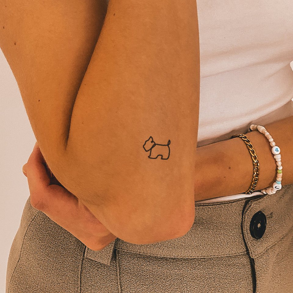 Inkster Schmuck-Tattoo Terrier Silhouette Tattoo, wasserfestes temporäres Tattoo, 2 Wochen Halt von Inkster