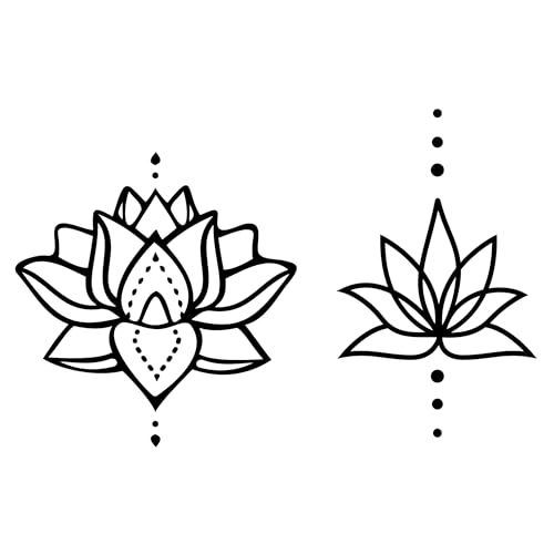 Inkster Tattoo - Lotus Mandala & Lotus mit Punkten Doppelpack (Amazon) - vegane & wasserfeste Temporäre Tattoos für Erwachsene - EU-Kosmetikzertifizierte Farbe, für Frauen und Männer von Inkster