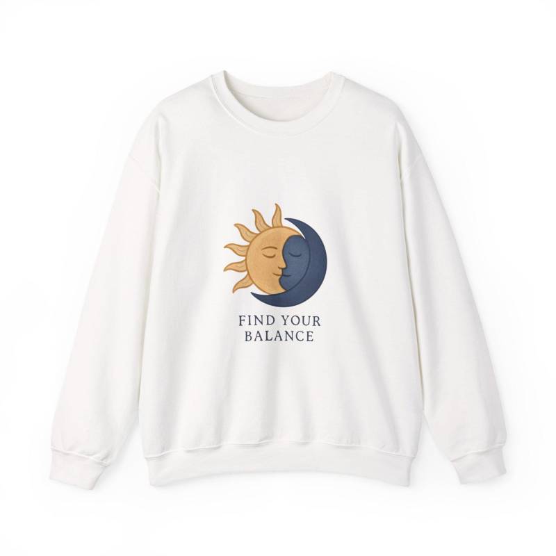 Sun & Moon Find Your Balance Sweatshirt | Celestial Yin Yang Crewneck von InkwaveApparelDE
