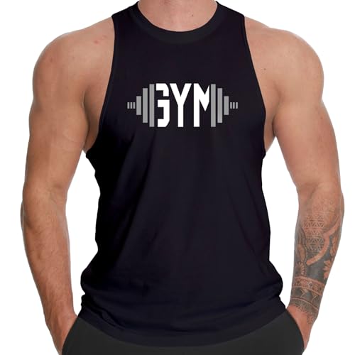 InleaderAesthetics Herren-Tanktop für Fitnessstudio, Workout, Y-Rücken, Muecle-T-Shirt, Stringer, Fitness, Bodybuilding, ärmellose T-Shirts, Schwarz, XL von InleaderAesthetics