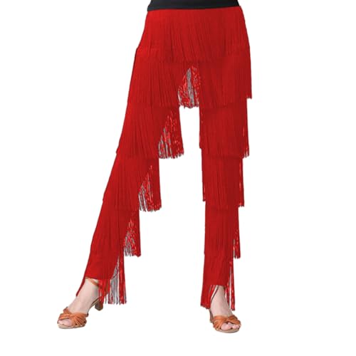 Inlefen Damen Latein Tanzhose, Fransenhose Lateinischer Tanz Performance Tango Cha Cha Hose Elastische Taille Stretch Hose Fransenhose von Inlefen