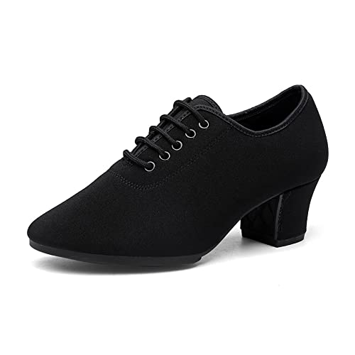 Inlefen Damen Latein Tanzschuhe Salsa-Tango Schnüren Leder Tanzen Blockabsatz Tanzschuhe von Inlefen