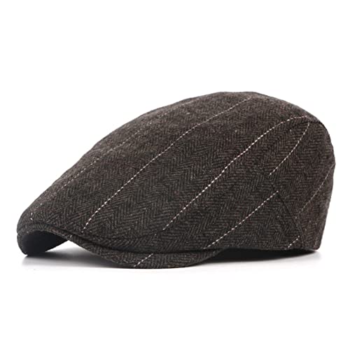 Inlefen Herren Klassischer Heringbone Tweed Newsboy Hut, verstellbare Newsboy Hüte für Männer Vintage Winter Fahren Jagd Hut von Inlefen