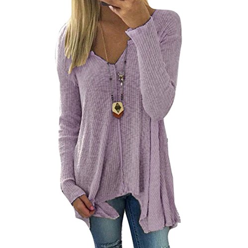 Inlefen Langarm Pullover Damen Jumper Pulli Fruauen Strickpullover Sexy Sweatshirt Shirt Strickpulli V Ausschnitt Sweater Shirt Oberteil Rosa Lila Schwarz Grau Khaki Weiß Blau von Inlefen