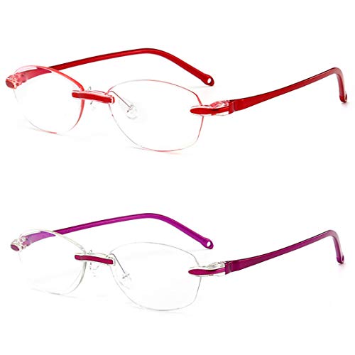 Inlefen Männer Frauen Randlose Reader Gläser 2 Pack Computer Lesebrille Blaulicht Blockierung 200 von Inlefen
