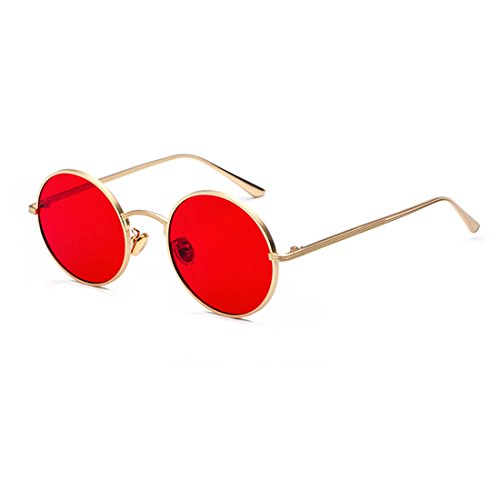 Inlefen Runde Metallrahmen Gläser Vintage Kreis Sonnenbrille für Männer und Frauen,Gold Rot,57 Inlefen Runde Metallrahmen Gläser Vintage Kreis Sonnenbrille für Männer und Frauen,Gold Rot,57 von Inlefen