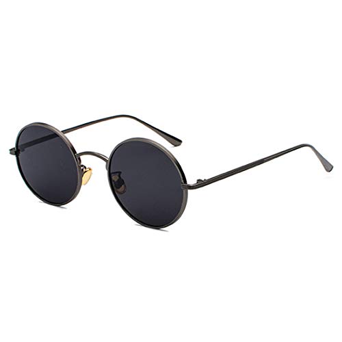 Inlefen Sonnenbrille Männer Frauen Runde Retro Vintage Kreis Stil Sonnenbrille Farbige Metallrahmen Brillen Pistole schwarz von Inlefen