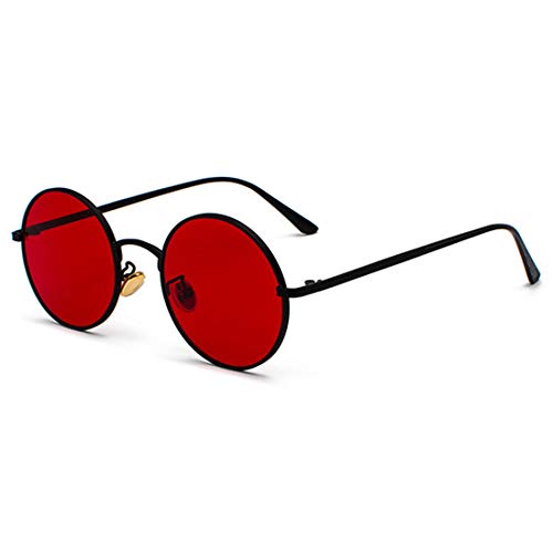 Inlefen Sonnenbrille Männer Frauen Runde Retro Vintage Kreis Stil Sonnenbrille Farbige Metallrahmen Brillen Schwarz Rot von Inlefen