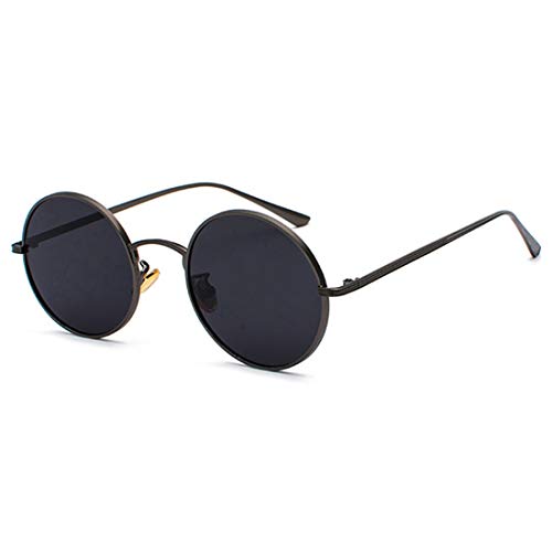 Inlefen Sonnenbrille Männer Frauen Runde Retro Vintage Kreis Stil Sonnenbrille Farbige Metallrahmen Brillen schwarz grau von Inlefen