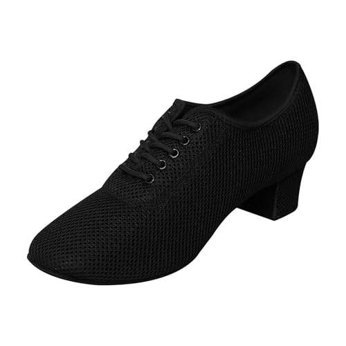 Inlefen Tanzschuhe für Frauen, Bequeme Moderne Jazztanzschuhe mit Schnürung, Ballroom Modern Salsa Rhythm Teaching Practice Professional Performance Tanzschuhe Porosität Schwarz 41 von Inlefen