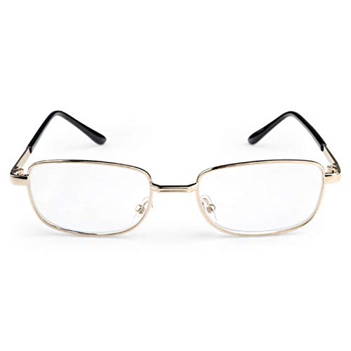 Inlefen Unisex-Lesebrille Rechteckiger Metallrahmen Vollrandbrille mit Federscharnieren Eyewea für Männer Frauen für Anti-Ermüdung und Ermüdung der Augen 400 von Inlefen