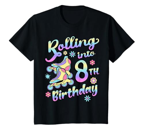 Kinder Rolling Into Into Inline-Skater zum 8. Geburtstag T-Shirt Kinder Rolling Into Into Inline-Skater zum 8. Geburtstag T-Shirt von Inline Skater Party Accessories And Apparel