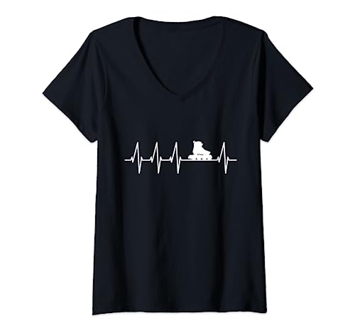 Damen Inline Skates Herzschlag Inline Skating Roller Blades T-Shirt mit V-Ausschnitt Damen Inline Skates Herzschlag Inline Skating Roller Blades T-Shirt mit V-Ausschnitt von Inline Skates Skater Geschenke Inline Skating