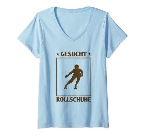 Damen Gesucht Rollschuhe Rollschuhfahren Inline Skating Rollschuh T-Shirt mit V-Ausschnitt von Inlineskater Geschenkidee Rollschuhfahren Skaten