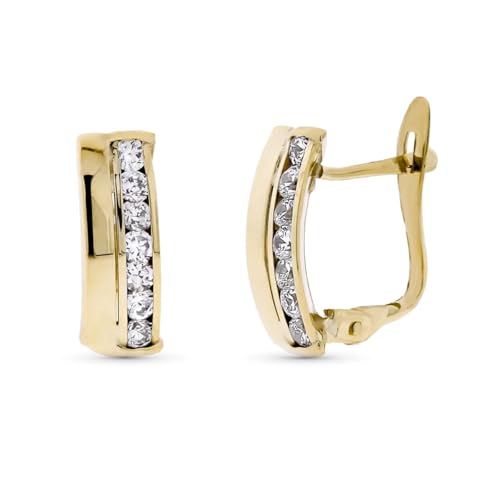 14 mm große Ohrringe aus 9 Karat Gold mit zwei glatten Zirkonia-Bändern von Inmaculada Romero IR