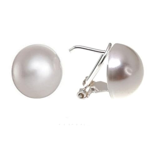 18 mm lange Halbkugel-Ohrringe aus synthetischen Perlen aus 925 m Sterlingsilber. von Inmaculada Romero IR