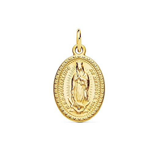 Inmaculada Romero IR 18K Ovale Goldmedaille. Jungfrau von Guadalupe von Mexiko Heckdetail von Inmaculada Romero IR