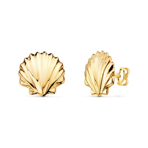 9 Karat Goldohrringe in Form einer 8 mm großen Muschel mit Details von Inmaculada Romero IR